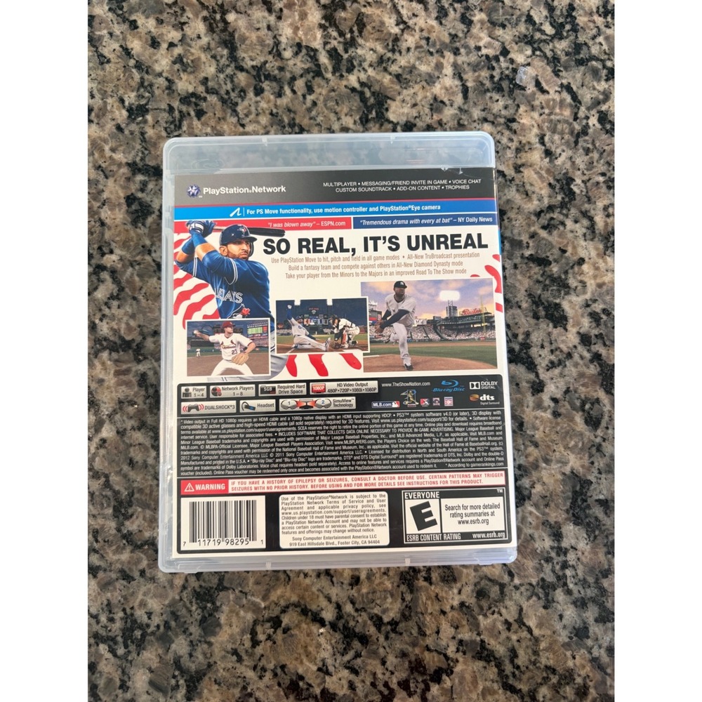MLB 12 The Show Sony PlayStation 3 PS3 Baseball Video Game 2012 Untested - Picture 4 of 4